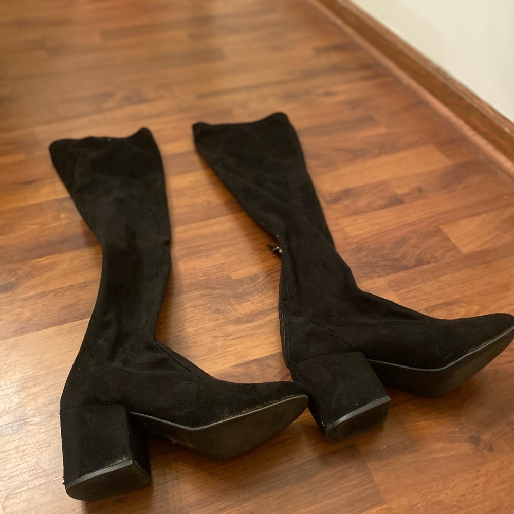 Suede High Heel Knee Boots
